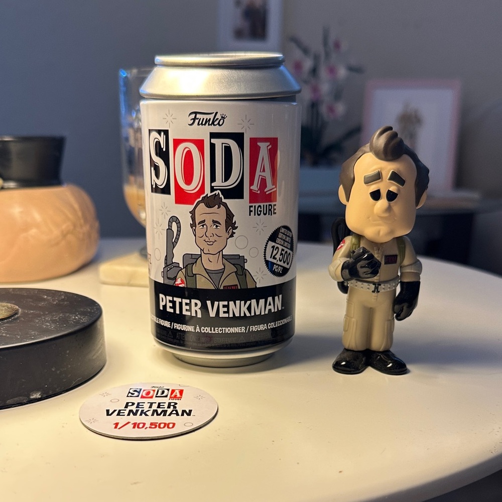 Funko Soda Peter Venkman Figure with Can - Black, White, Tan